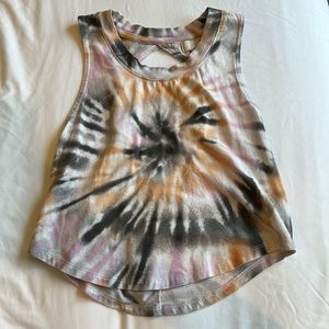 Tie-Dye tank crop top with open back and twist design